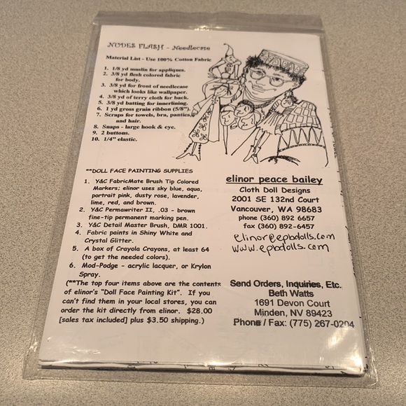 Vtg 1992 Elinor Peace Bailey “Nudes Flash” Tie Roll Up Accessories Pouch Pattern - Picture 2 of 2